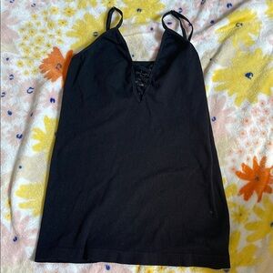 Black Strappy Lace-Up Top Free People